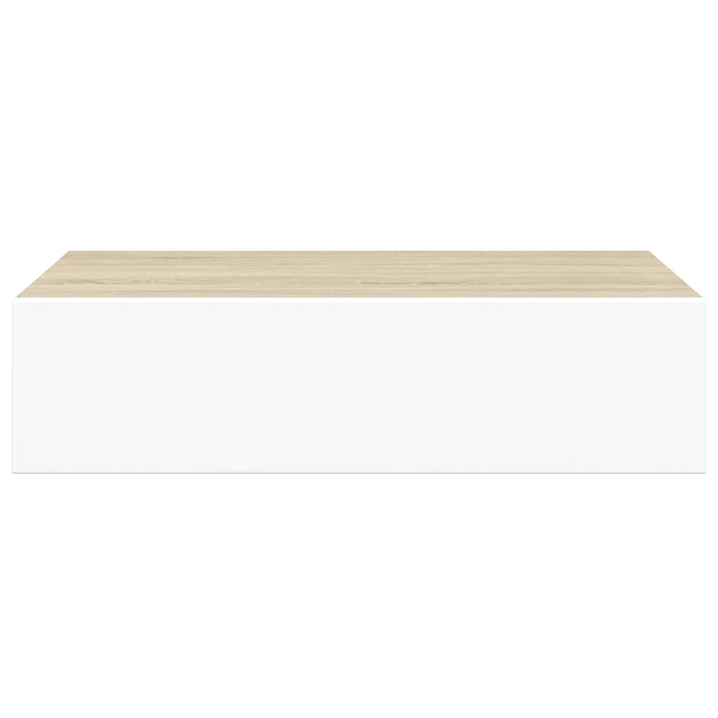 Mensola a muro con cassetti in rovere e bianco 40x23,5x10 cm MDF