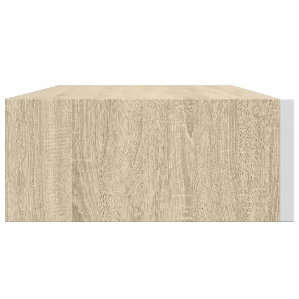 Mensola a muro con cassetti in rovere e bianco 40x23,5x10 cm MDF