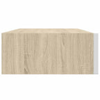 Mensola a muro con cassetti in rovere e bianco 40x23,5x10 cm MDF