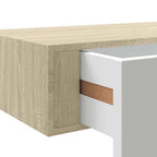Mensola a muro con cassetti in rovere e bianco 40x23,5x10 cm MDF