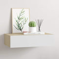 Mensola a muro con cassetti in rovere e bianco 40x23,5x10 cm MDF