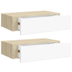 Scaffali con Cassetti 2 pz Rovere e Bianco 40x23,5x10 cm in MDF
