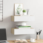 Scaffali con Cassetti 2 pz Rovere e Bianco 40x23,5x10 cm in MDF