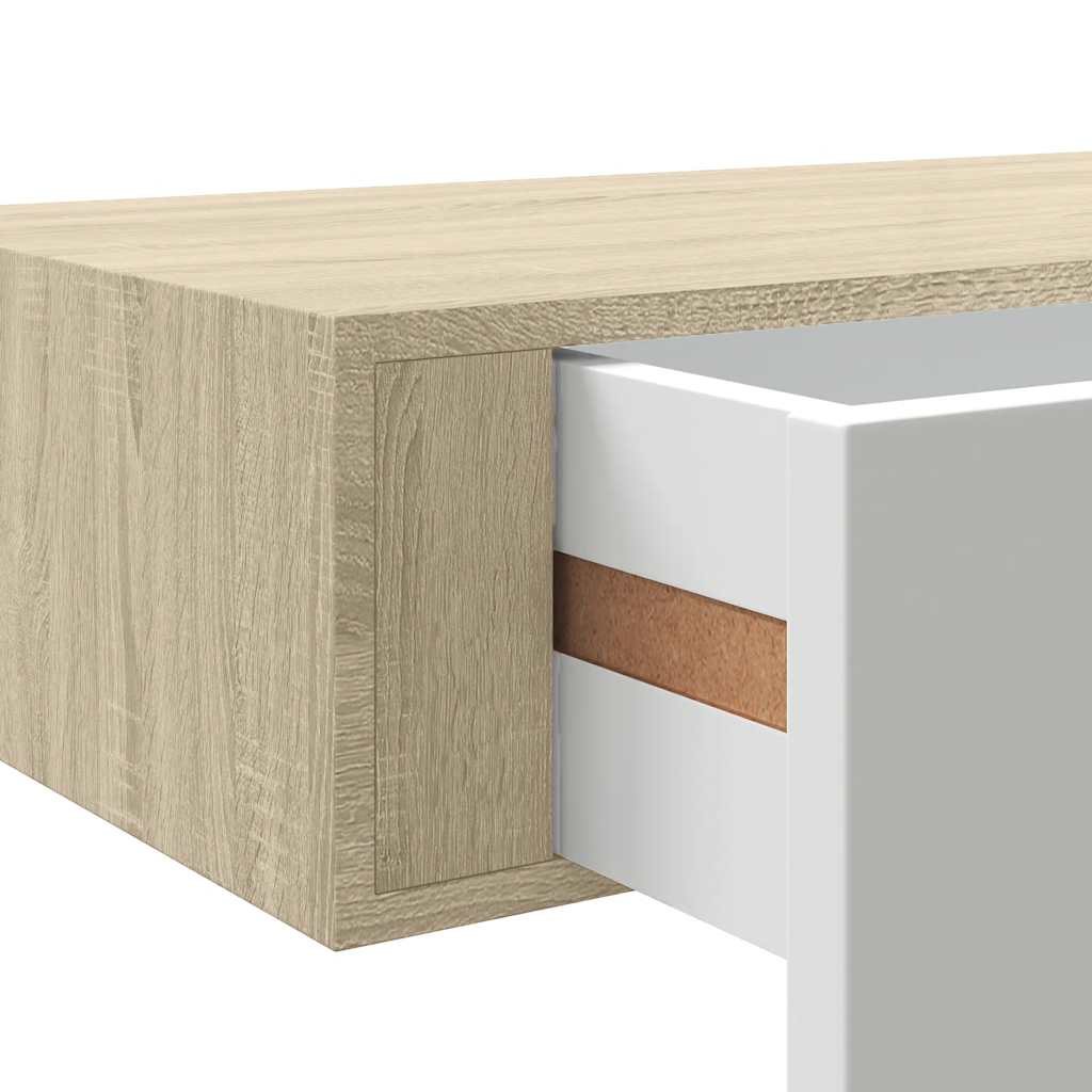 Scaffali con Cassetti 2 pz Rovere e Bianco 40x23,5x10 cm in MDF