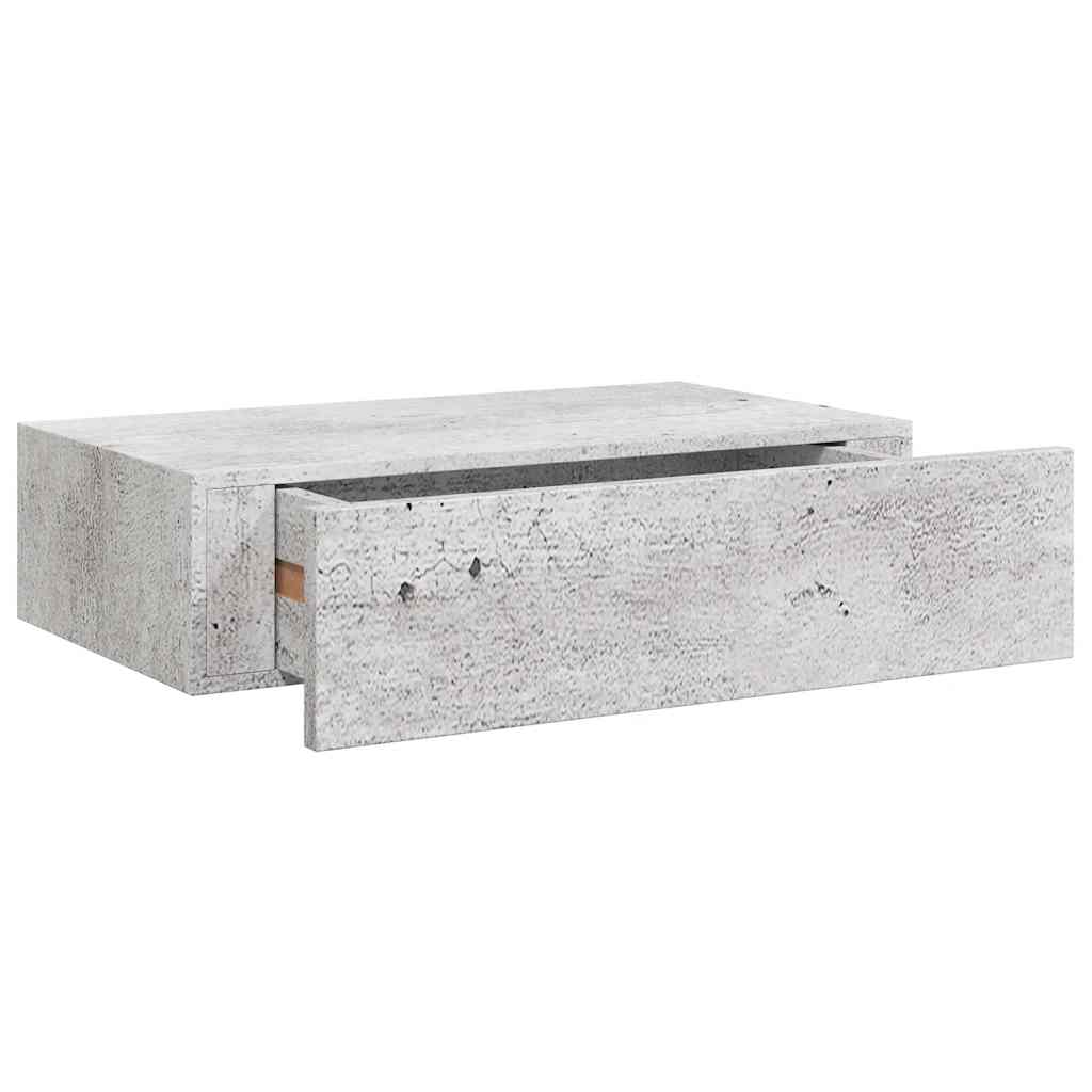 Scaffale con Cassetti da Parete Grigio Cemento 40x23,5x10cm MDF