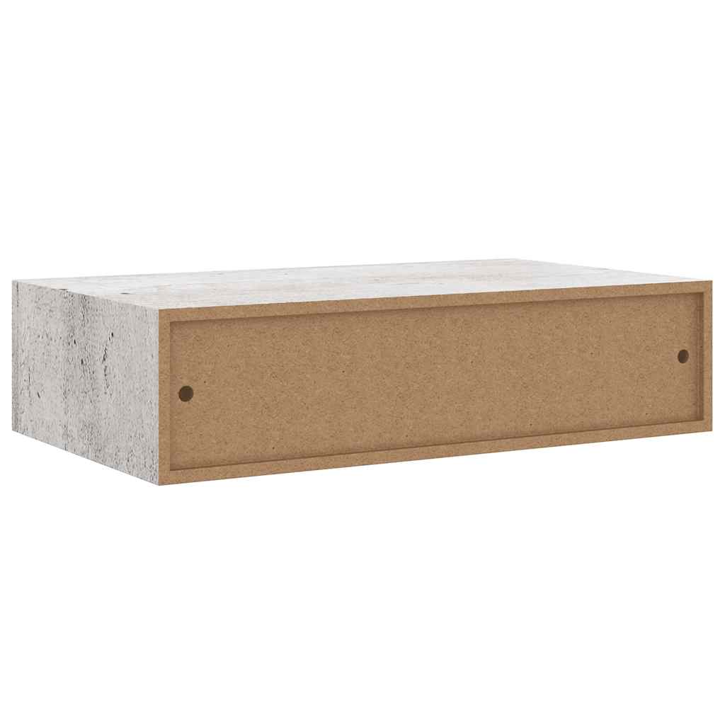 Scaffale con Cassetti da Parete Grigio Cemento 40x23,5x10cm MDF
