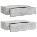 Scaffali con Cassetti 2 pz Grigio Cemento 40x23,5x10 cm in MDF