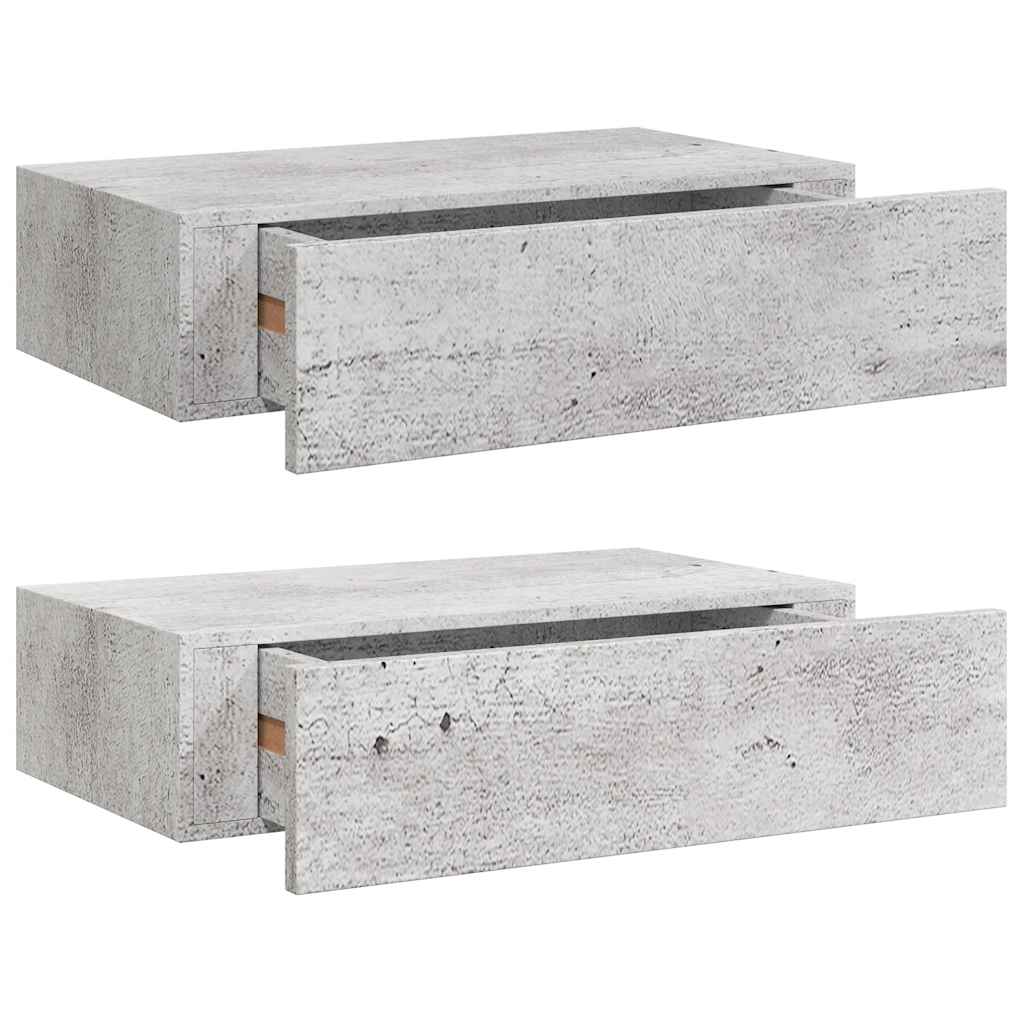 Scaffali con Cassetti 2 pz Grigio Cemento 40x23,5x10 cm in MDF