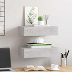 Scaffali con Cassetti 2 pz Grigio Cemento 40x23,5x10 cm in MDF