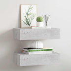Scaffali con Cassetti 2 pz Grigio Cemento 40x23,5x10 cm in MDF