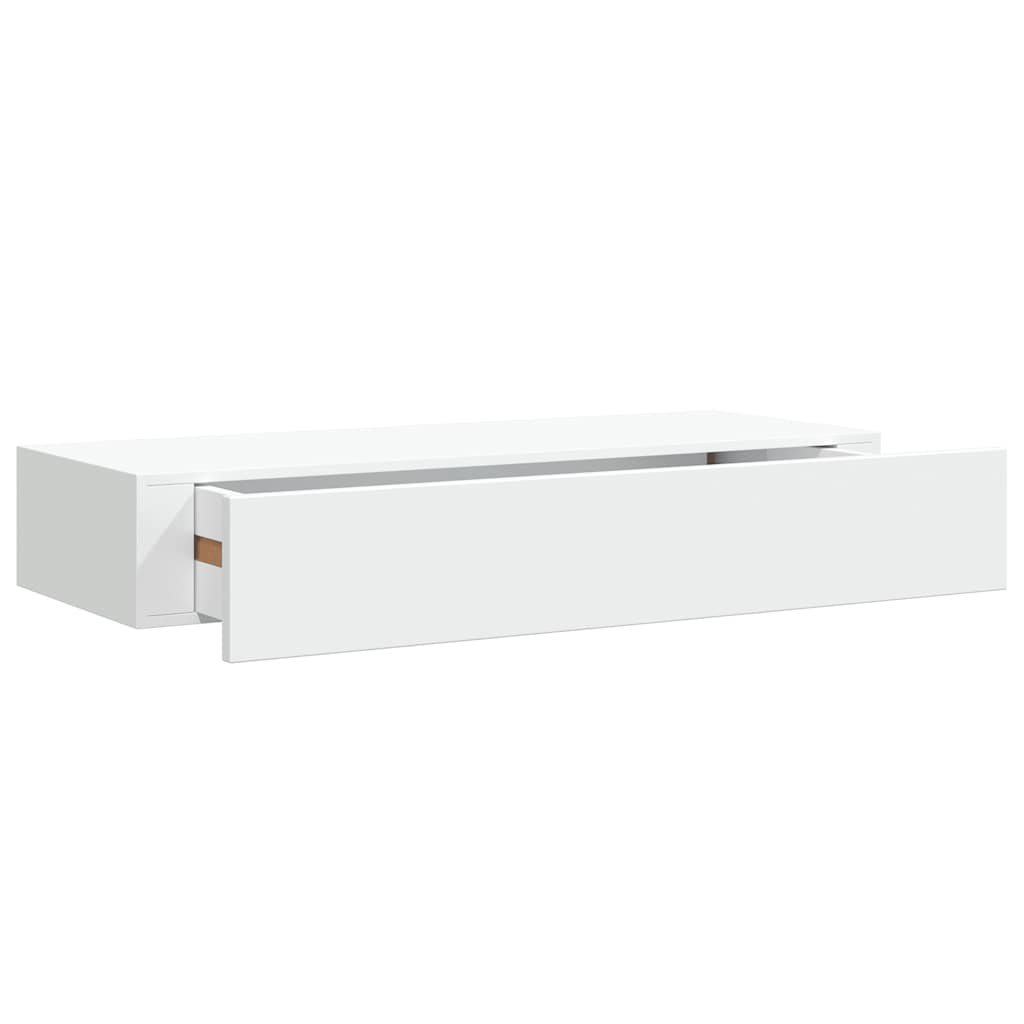 Scaffali con Cassetti da Parete 2 pz Bianchi 60x23,5x10 cm MDF