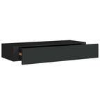 Scaffale con Cassetti da Parete Nero 60x23,5x10 cm in MDF