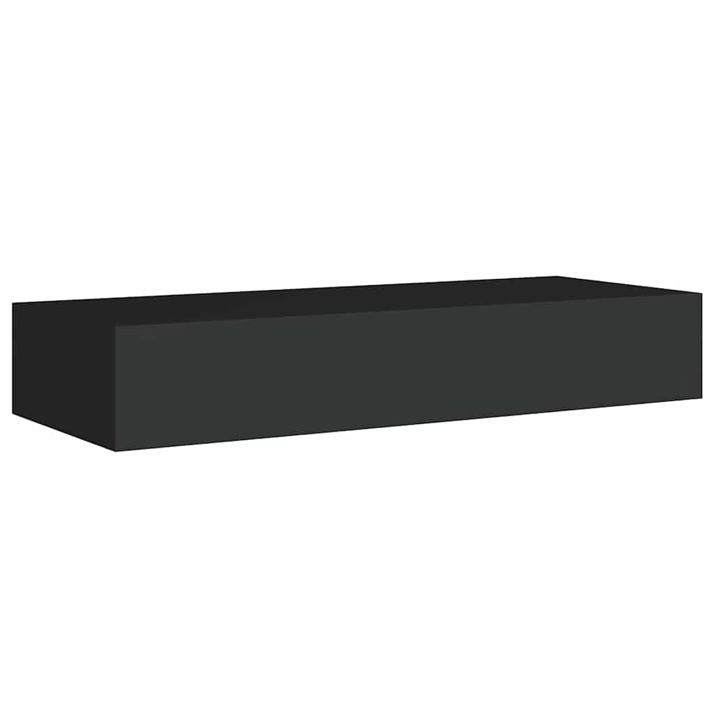 Scaffale con Cassetti da Parete Nero 60x23,5x10 cm in MDF