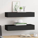 Scaffali con Cassetti da Parete 2 pz Neri 60x23,5x10 cm MDF
