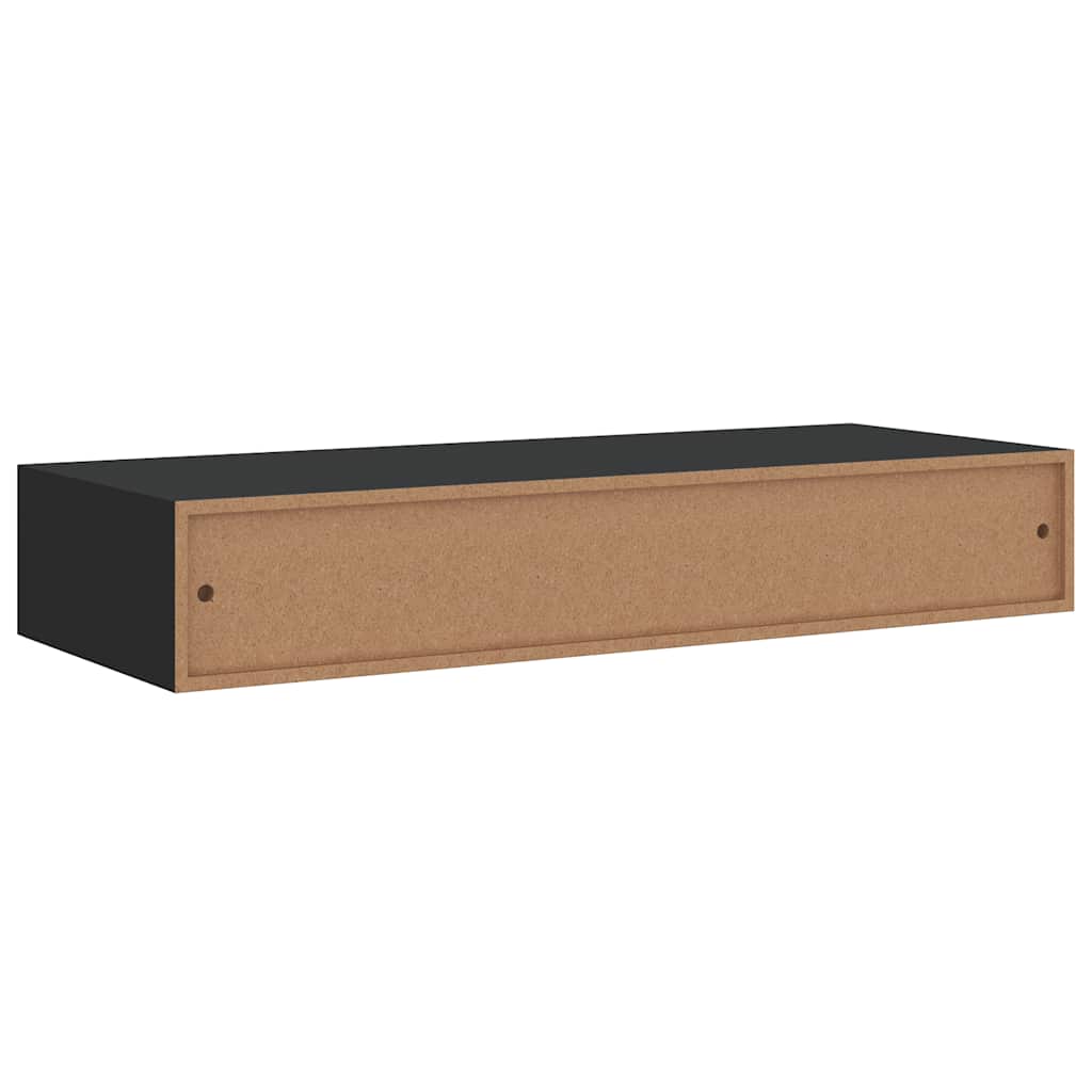 Scaffali con Cassetti da Parete 2 pz Neri 60x23,5x10 cm MDF