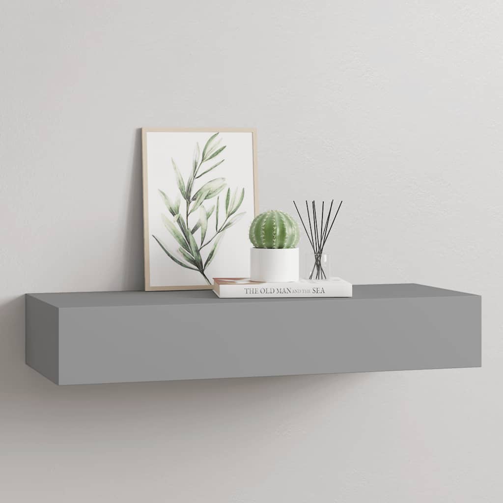 Scaffale con Cassetti da Parete Grigio 60x23,5x10 cm in MDF