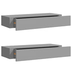 Scaffali con Cassetti da Parete 2 pz Grigi 60x23,5x10 cm MDF