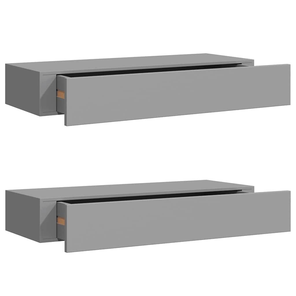 Scaffali con Cassetti da Parete 2 pz Grigi 60x23,5x10 cm MDF
