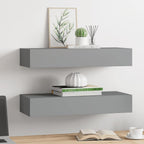 Scaffali con Cassetti da Parete 2 pz Grigi 60x23,5x10 cm MDF