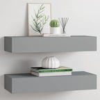 Scaffali con Cassetti da Parete 2 pz Grigi 60x23,5x10 cm MDF