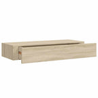 Scaffale con Cassetti da Parete Rovere 60x23,5x10 cm in MDF