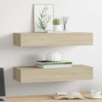 Scaffali con Cassetti da Parete 2 pz Rovere 60x23,5x10 cm MDF