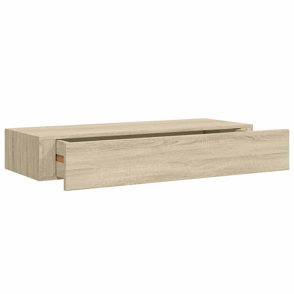 Scaffali con Cassetti da Parete 2 pz Rovere 60x23,5x10 cm MDF