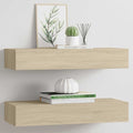 Scaffali con Cassetti da Parete 2 pz Rovere 60x23,5x10 cm MDF