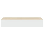 Mensola a muro con cassetti in rovere e bianco 60x23,5x10 cm MDF