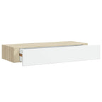 Scaffali a muro con cassetti 2 pz rovere e bianco 60x23,5x10 cm MDF