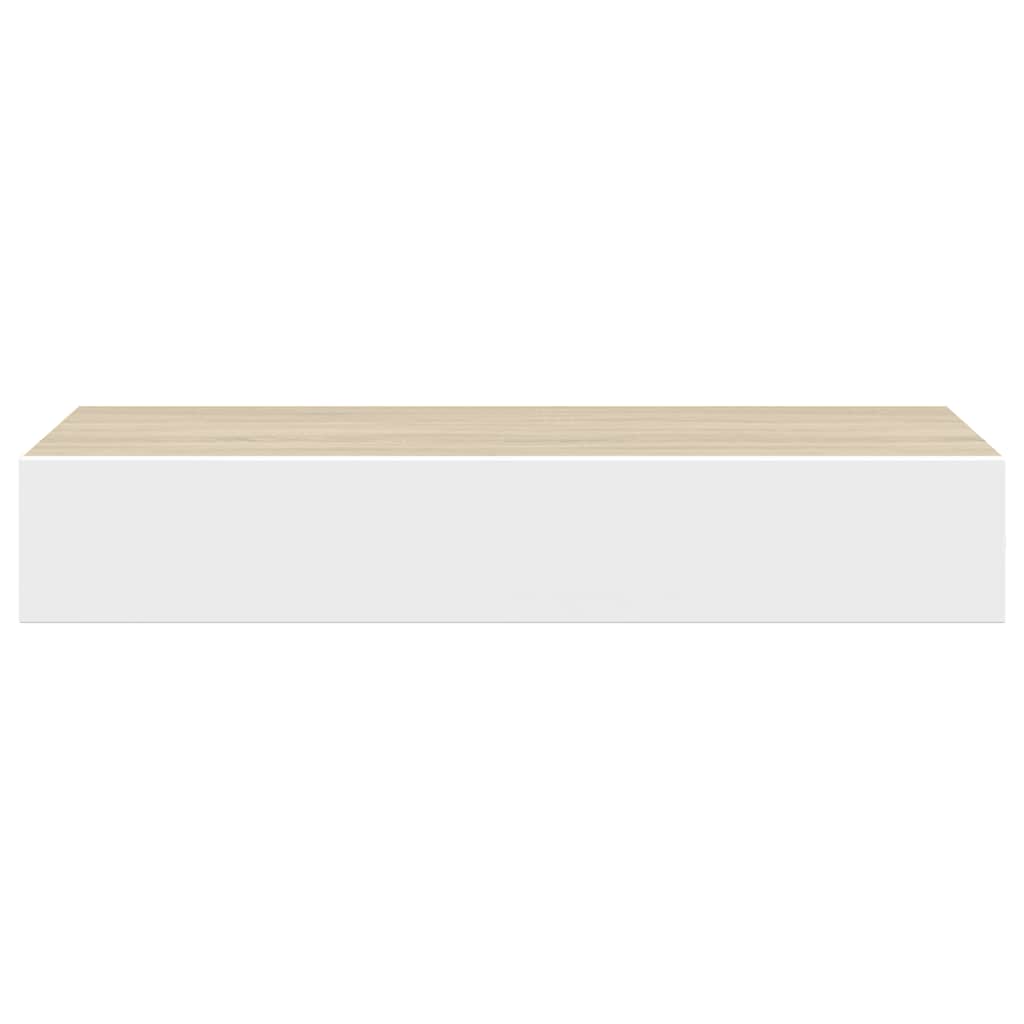 Scaffali a muro con cassetti 2 pz rovere e bianco 60x23,5x10 cm MDF