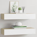 Scaffali a muro con cassetti 2 pz rovere e bianco 60x23,5x10 cm MDF