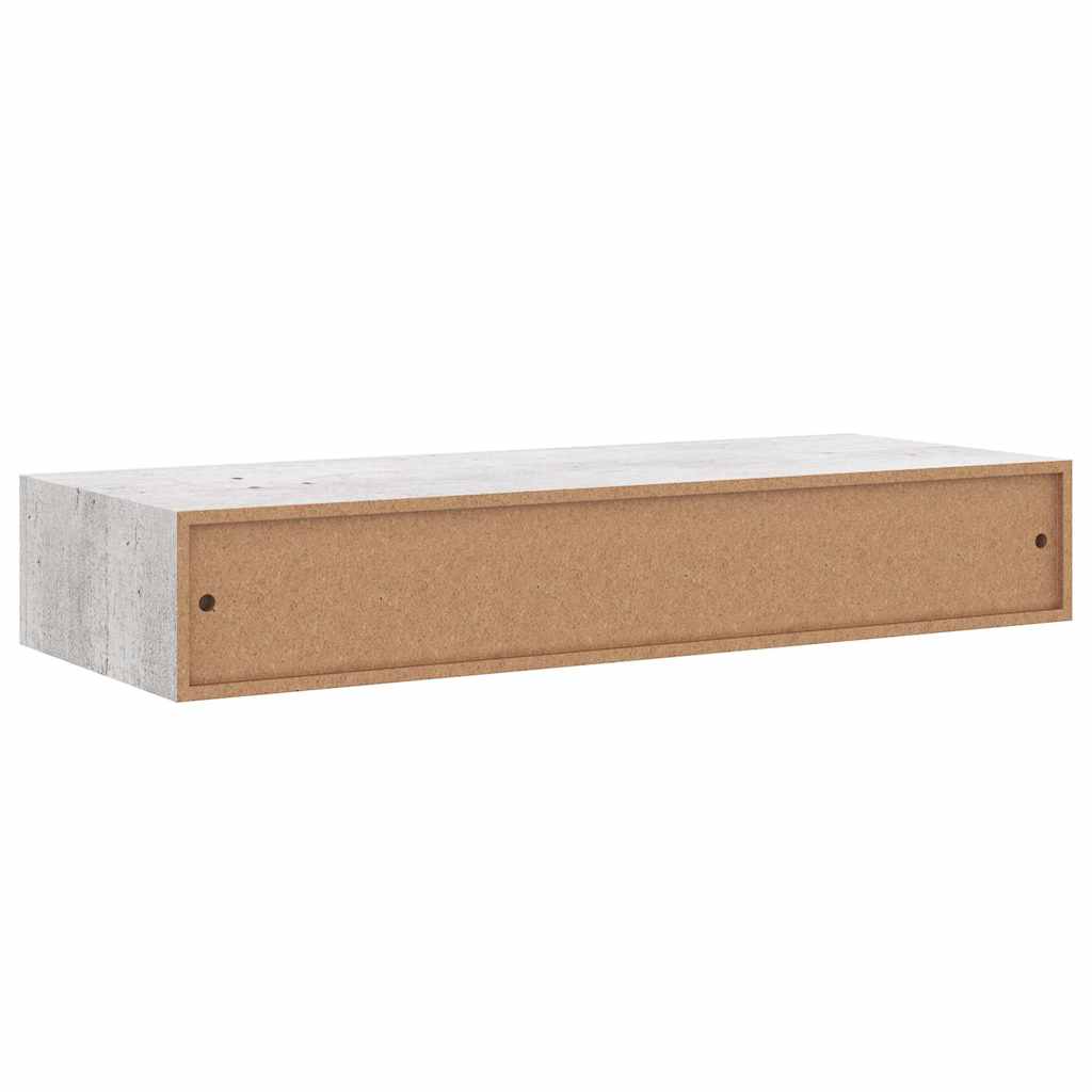 Scaffale con Cassetti da Parete Grigio Cemento 60x23,5x10cm MDF