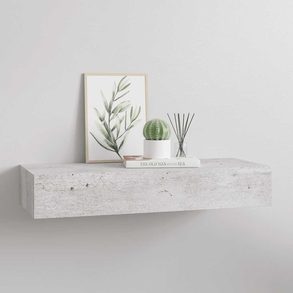 Scaffale con Cassetti da Parete Grigio Cemento 60x23,5x10cm MDF