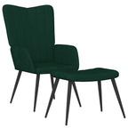 Poltrona Relax con Sgabello Verde Scuro in Velluto