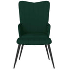 Poltrona Relax con Sgabello Verde Scuro in Velluto