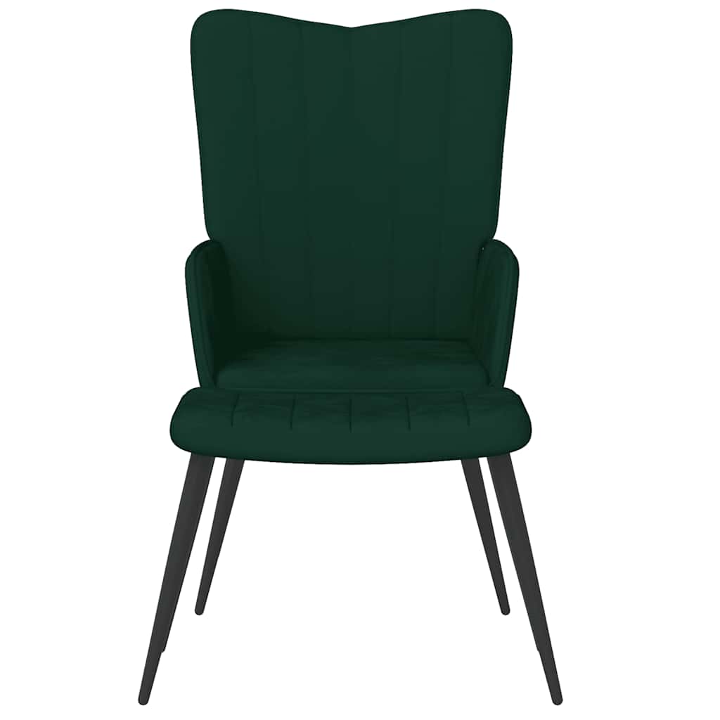Poltrona Relax con Sgabello Verde Scuro in Velluto