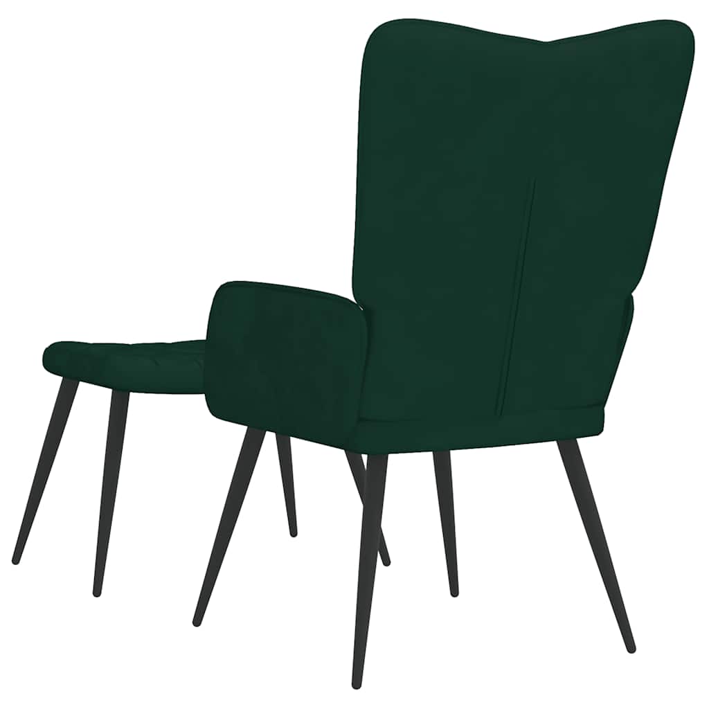 Poltrona Relax con Sgabello Verde Scuro in Velluto