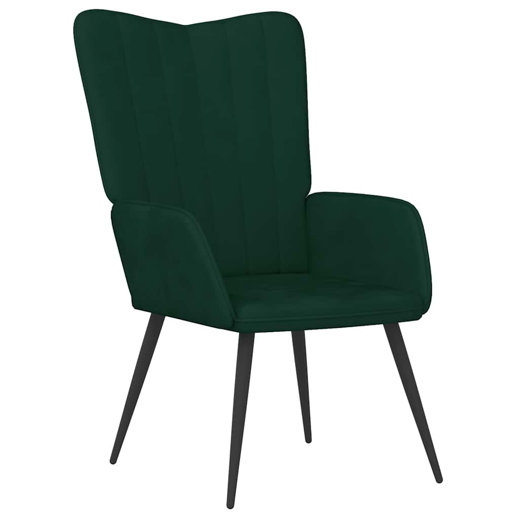Poltrona Relax con Sgabello Verde Scuro in Velluto