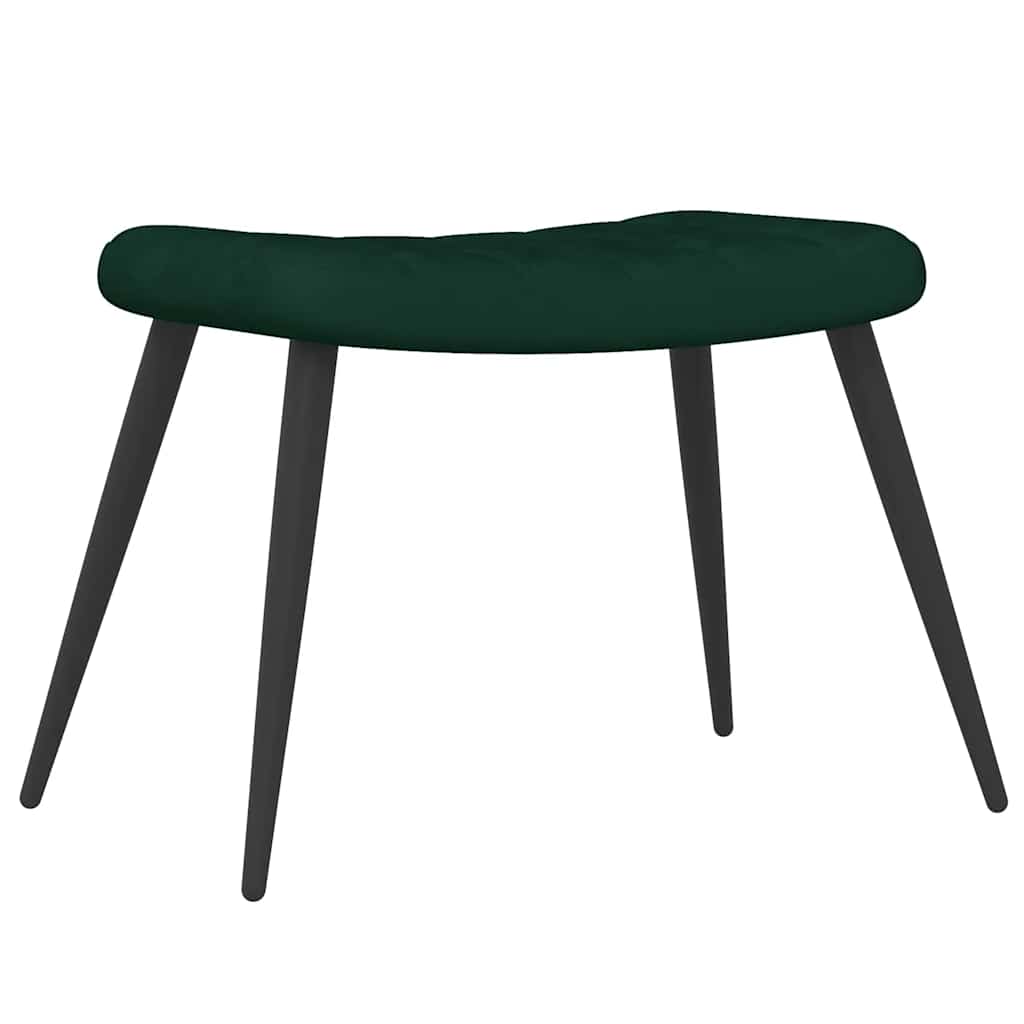 Poltrona Relax con Sgabello Verde Scuro in Velluto