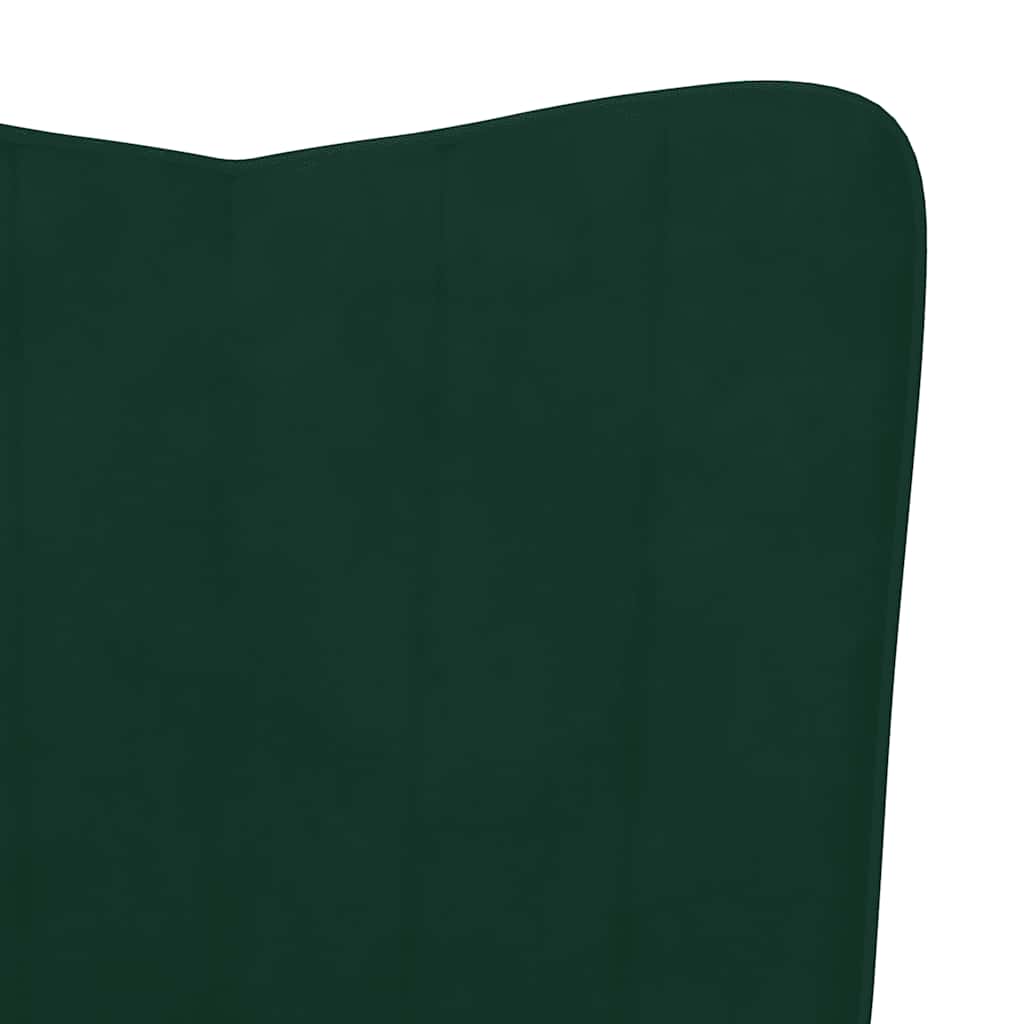 Poltrona Relax con Sgabello Verde Scuro in Velluto