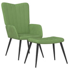 Poltrona Relax con Sgabello Verde Chiaro in Velluto
