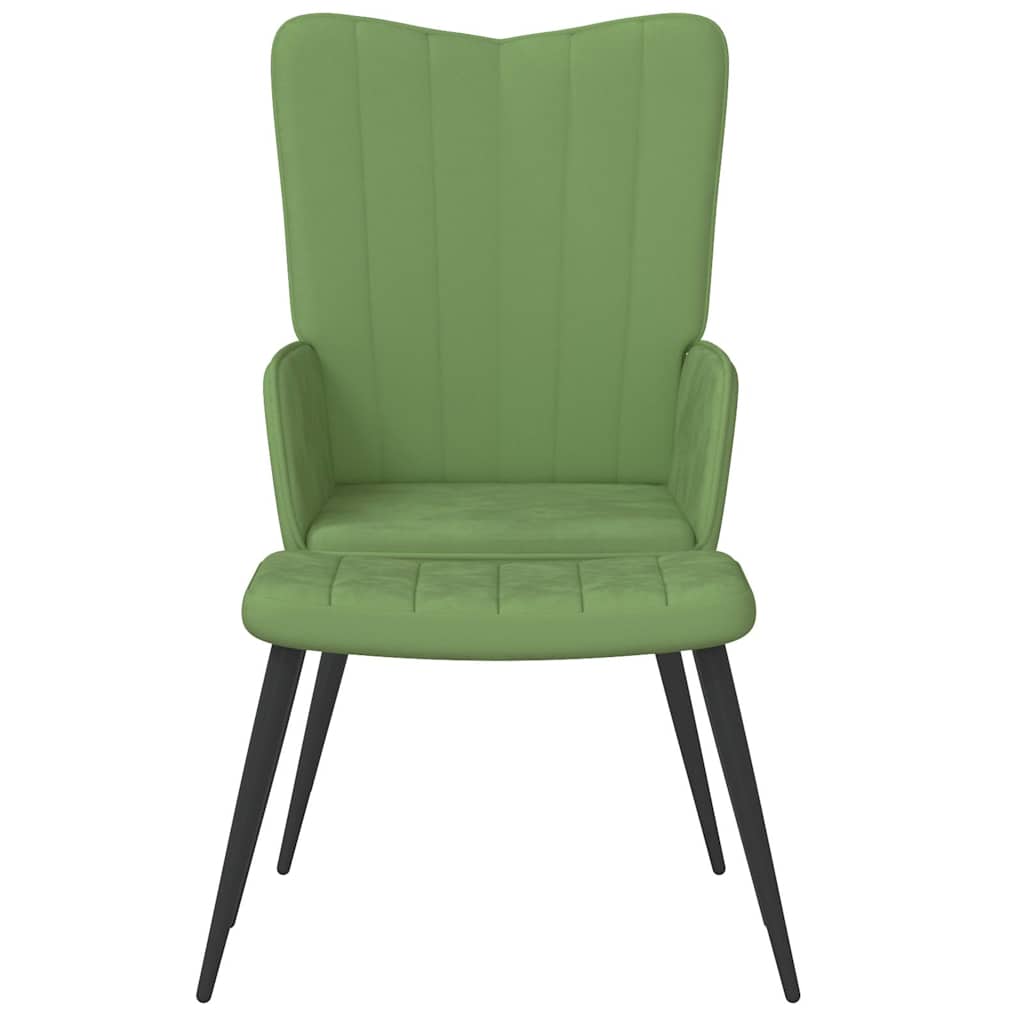 Poltrona Relax con Sgabello Verde Chiaro in Velluto
