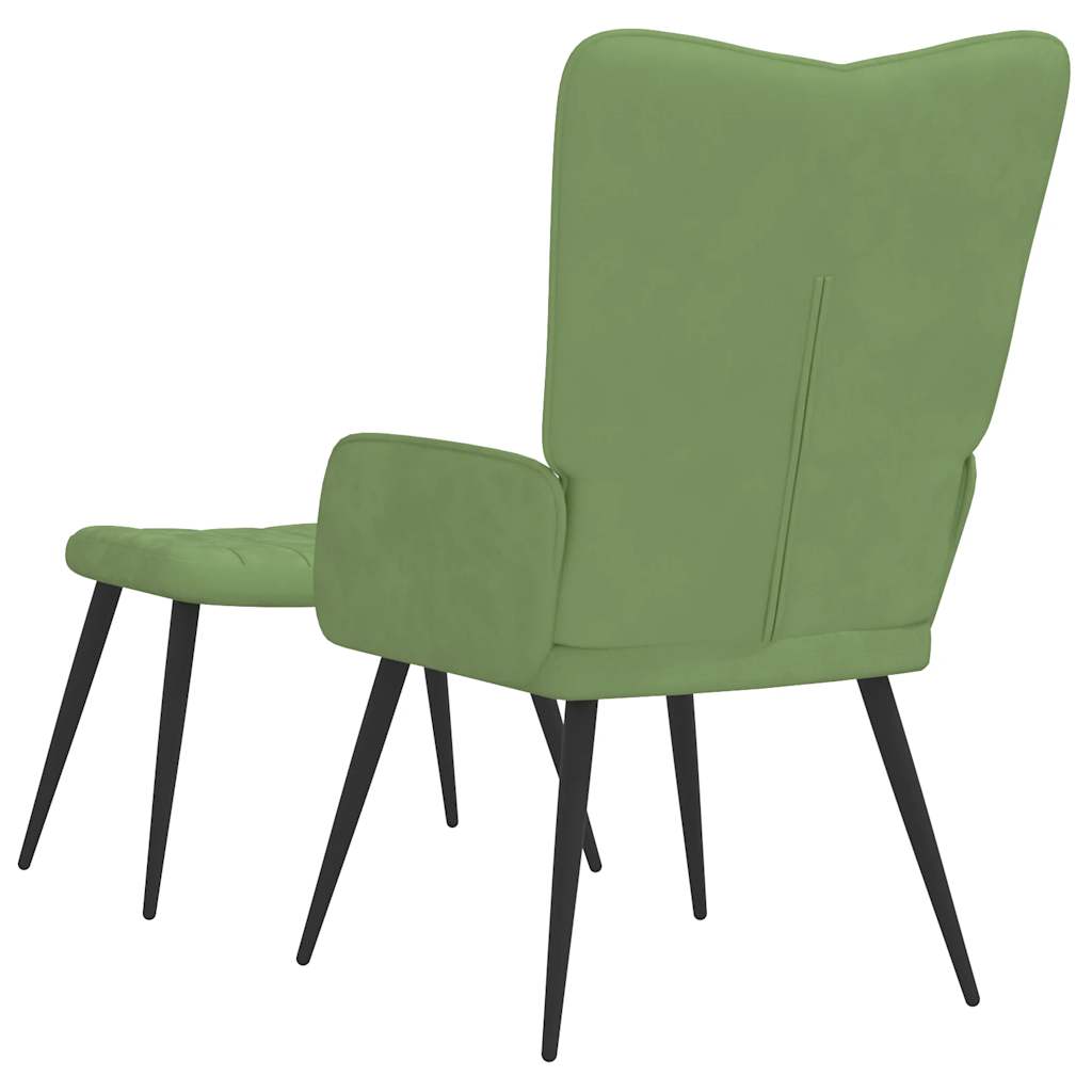 Poltrona Relax con Sgabello Verde Chiaro in Velluto