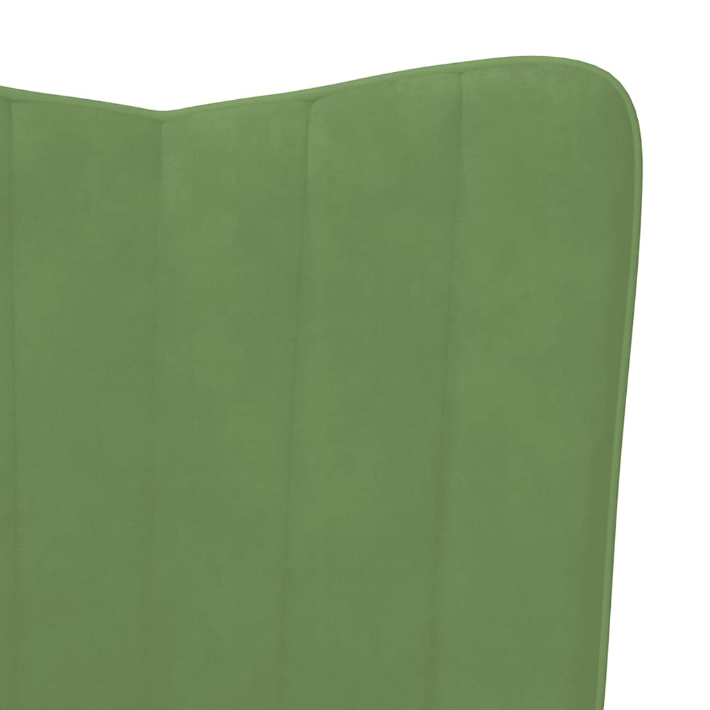 Poltrona Relax con Sgabello Verde Chiaro in Velluto
