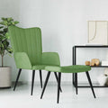 Poltrona Relax con Sgabello Verde Chiaro in Velluto