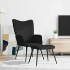 Sedia Relax con Sgabello Nero in Tessuto