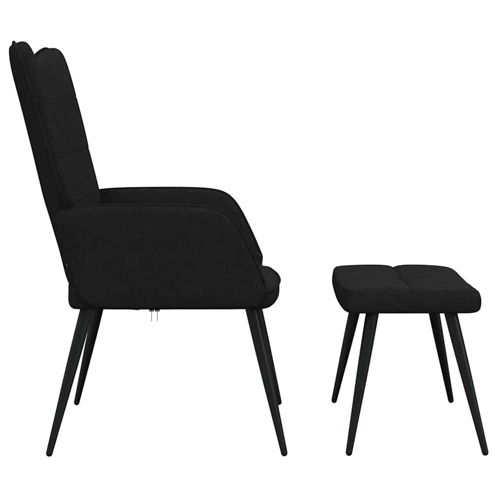 Sedia Relax con Sgabello Nero in Tessuto