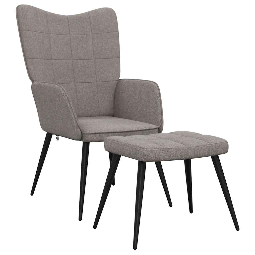 Sedia Relax con Sgabello Tortora in Tessuto