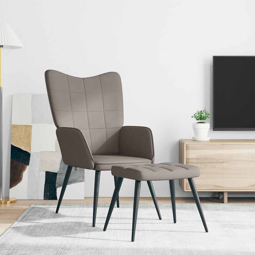 Sedia Relax con Sgabello Tortora in Tessuto